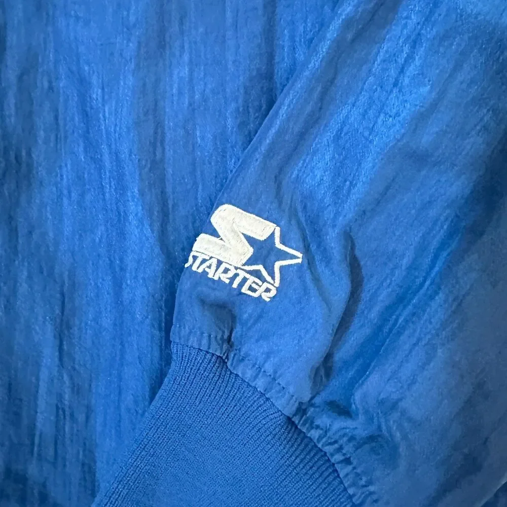 Vintage 90s Starter Pullover Windbreaker Jacket Blue V-Neck Blank Nylon USA M